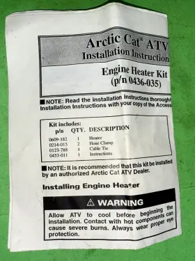 Arctic Cat 2436-663 Oem Block Heater 0436-035 Or New