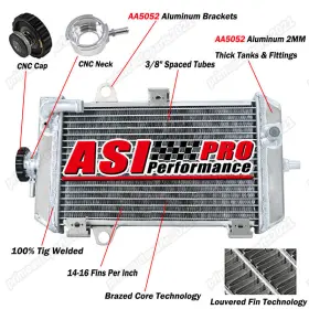Asi Performance 1s3-1240a-00-00 Aluminum Radiator For 2006 2007-2014 Yamaha Raptor 700 Yfm700 Atv Free Ship