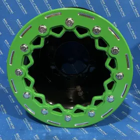 Boss Racing Polbea4110115 Atv Black Bead Lock Rear Wheel 9x8 Green Ring