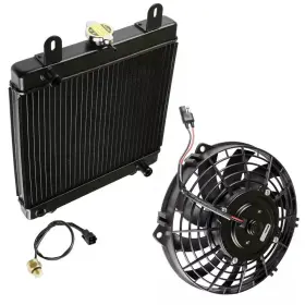 Caltric Rf108 Ra114 Radiator And Cooling Fan Fits Polaris Scrambler 500 2x4 4x4 2001 2002 2003