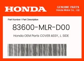 83600-mlr-d00 Honda Genuine Cover Assy. L. Side - 83600-mlr-d00 Honda Genuine Cover Assy. L. Side -