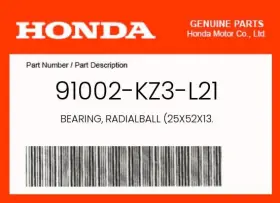 91002-kz3-l21 Honda Genuine Bearing Radialball 25x52x13. -