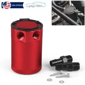 Bx101669-rd Jonjea Universal Compact Baffled 2-port Oil Catch Can Reservoir Tank Red Aluminum Bx101669-rd Jonjea Universal Compact Baffled 2-port Oil Catch Can Reservoir Tank Red Aluminum