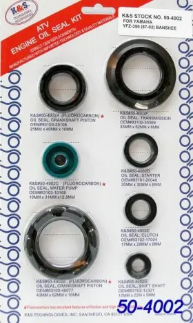 50-4002 K&s Technologies Engine Oil Seal Kit Fits Yamaha Yfz350 Banshee 1987-2007