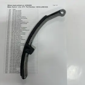 Kymco 14510-ldb5-e00 Tensioner Cam Chain Mxu500 Uxv500 Brand New Oem Engine Part