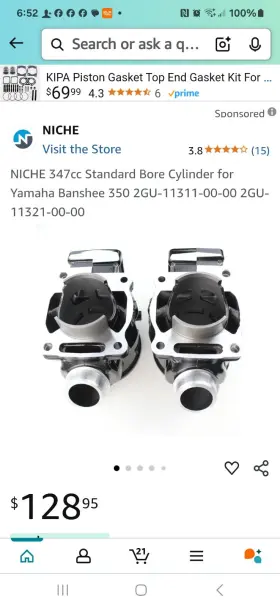 Niche Mk100100 347cc Standard Bore Cylinder For Yamaha Banshee 350 2gu-11311-00-00