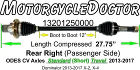 Odes Utvs Odes 13201250000 Cv Axle800 Rear Right Utv Dominator X2 X4 28mm Hub Splines O.d