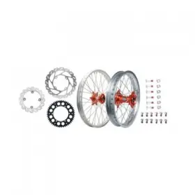 Tusk 1934950183 Impact Complete Front/rear Wheel Package 1.60 X 21 / 2.15 18 Silver