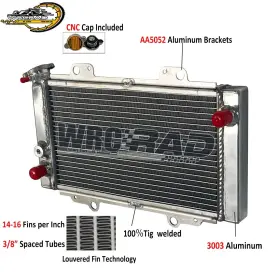 Wrcrad 19202-107-0000 Full Aluminum Radiator Fits Hisun 500 700 Forge Coleman 800 #19202-107-0000
