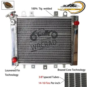 Wrcrad 750 650 4x4i 2005-2009 All Aluminum Radiator Fit 2005-2007 06 Kawasaki Brute Force Kvf750