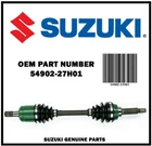 2015 Suzuki Kingquad 400 4X4 Atv Cv Axle, Genuine Oem Drive Shaft (lh) New. Price: $82.51.