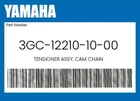 Yamaha Genuine Tensioner Assy, Cam Chain 3GC-12210-10-00 New. Price: $100.79.