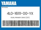 Yamaha Genuine Gear, Primary Drive (23T) 4L0-16111-00-YX New. Price: $90.63.